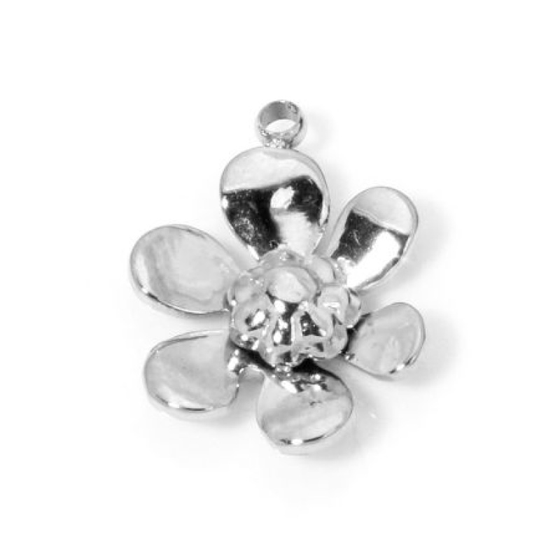 1-Piece Eco-Friendly 304 Stainless Steel 3D Flower Charm, 14.5 mm x 10.5 mm