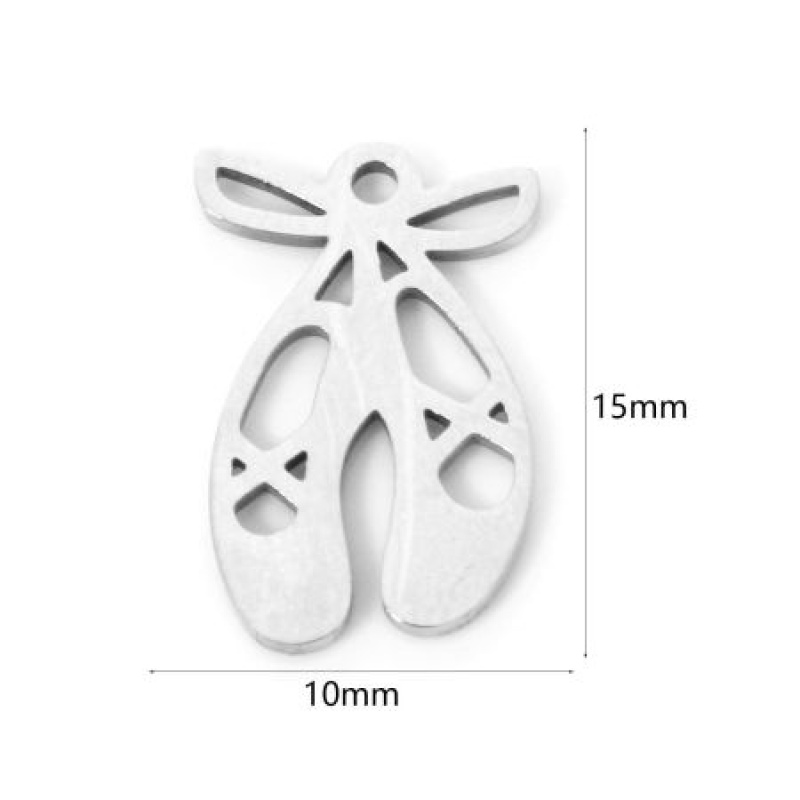 3 Pcs 304 Stainless Steel Charms Silver Tone Ballet Shoes Hollow 15Mm X 10Mm