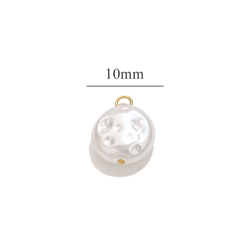 10 Pcs 304 Stainless Steel Charms Gold Plated Round Acrylic Imitation Pearl 8Mm Dia