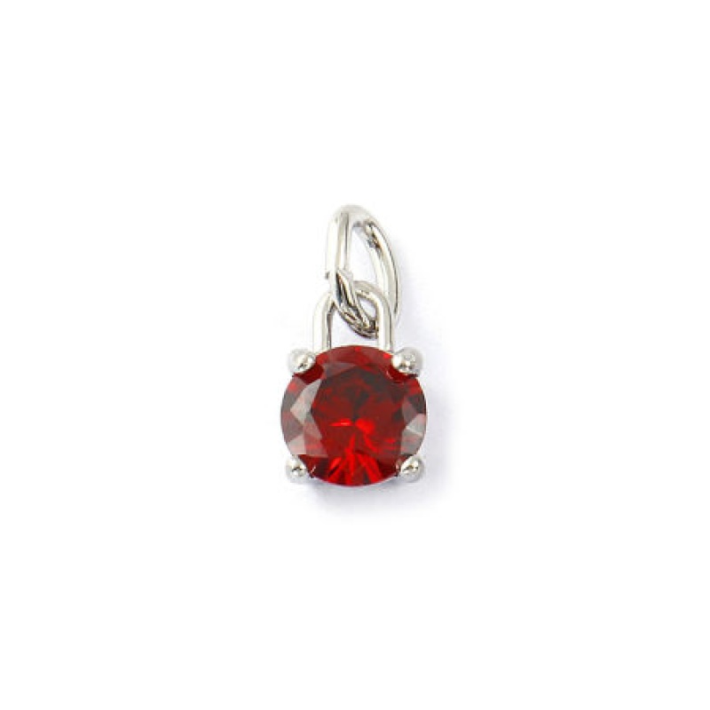 2 Pcs Eco-Friendly 304 Stainless Steel January Birthstone Charms Silver Tone Mini Wine Red Cubic Zirconia 15Mm X 7Mm