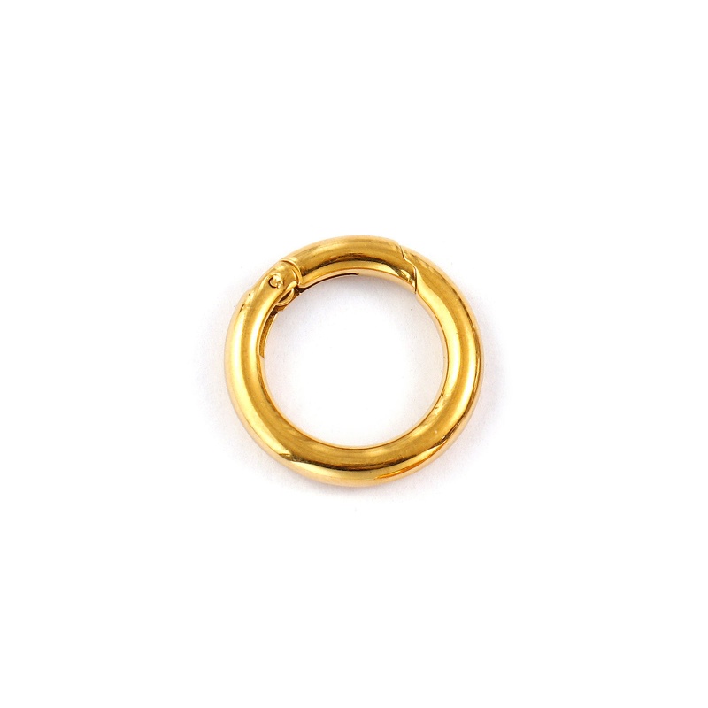 1 Piece Eco-Friendly Pvd Vacuum Plating Waterproof Anti-Tarnish Hypoallergenic 304 Stainless Steel Bolt Spring Ring Clasps 18K Real Gold Plated 16Mm Dia