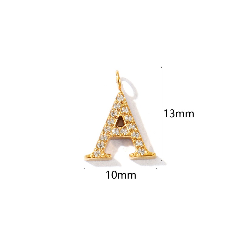 2 Pcs Eco-Friendly Pvd Vacuum Plating 316 Stainless Steel Capital Alphabet Initial Letter Name Charms 18K Gold Plated Message " A " Micro Pave Clear Rhinestone 13Mm X 10Mm