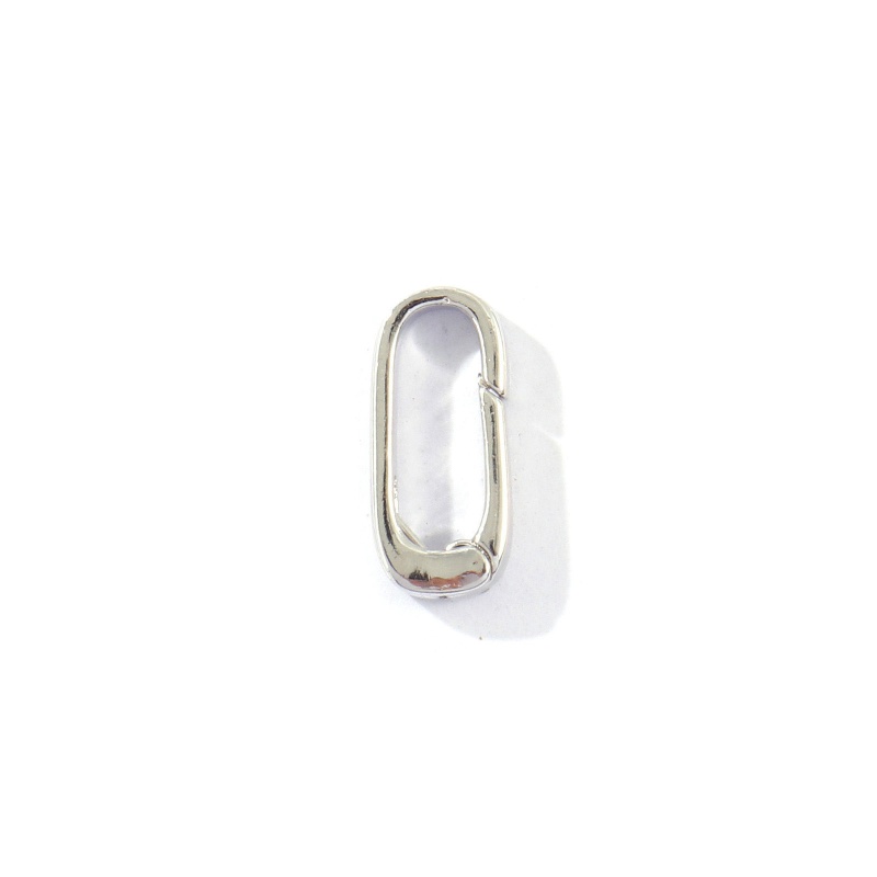 4 Pcs Brass Bolt Spring Ring Clasps Wholesale Rectangle Platinum Plated 14Mm X 6.5Mm