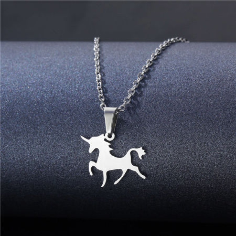 304 Stainless Steel Pet Silhouette Link Cable Chain Necklace Silver Tone Horse Animal 45Cm(17 6/8") Long, 1 Piece