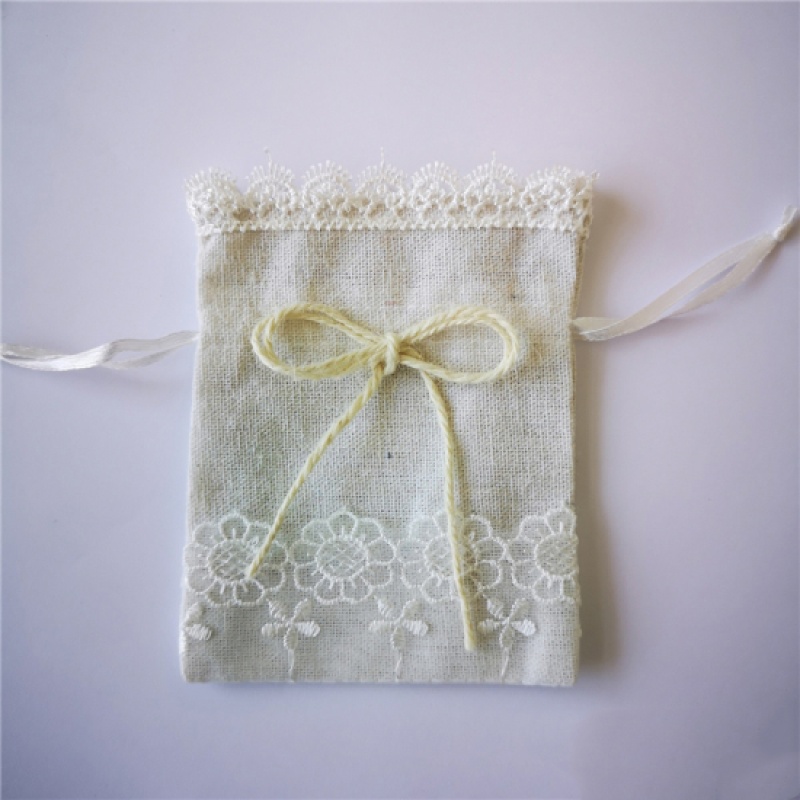 Creamy-White - Fabric Drawstring Bags Rectangle,2 Pcs