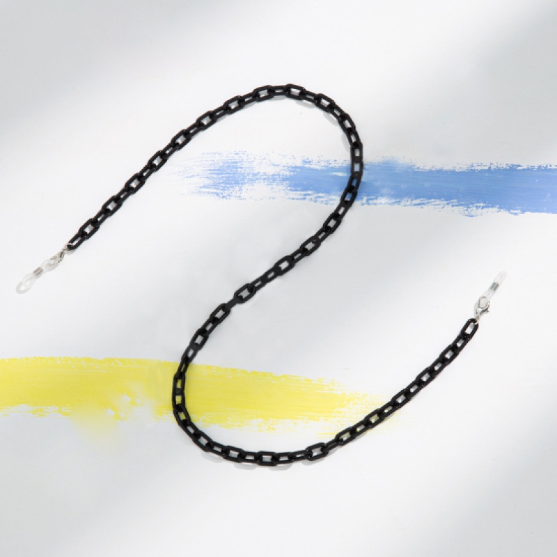 Acrylic Face Mask And Glasses Neck Strap Lariat Lanyard Necklace Link Cable Chain Black 68Cm(26 6/8") Long, 1 Piece