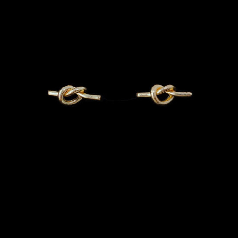 Eco-Friendly Simple & Casual Simple 14K Real Gold Plated Brass Knot Ear Post Stud Earrings For Women 1.5Cm X 0.7Cm, 1 Pair