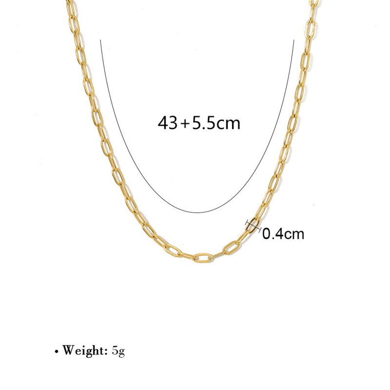 Wholesale Paperclip Link Chain Necklace, 18K Real Gold Plated 304 Stainless Steel, Unisex Eco-Friendly Pvd Vacuum Plating Waterproof Anti-Tarnish Hypoallergenic Simple Minimalist Gift Jewelry For Retailer, 43Cm(16.9") Long, Chain Size: 4Mm, 1 Piece