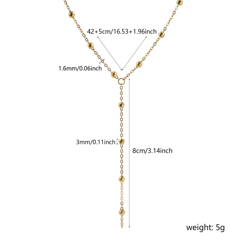 1 Piece Eco-Friendly Pvd Vacuum Plating Exquisite 18K Real Gold Plated 304 Stainless Steel Link Cable Chain Y Shaped Necklace Unisex Gift 42Cm(16.5") + 5Cm(2") Long