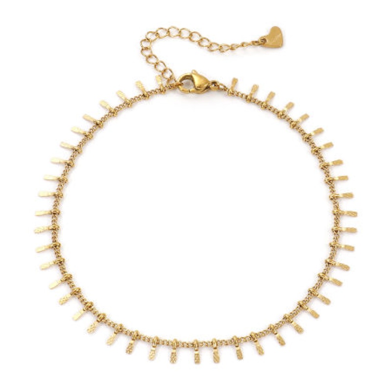 1 Piece Eco-Friendly Pvd Vacuum Plating Minimalist Stylish 18K Real Gold Plated 304 Stainless Steel Handmade Link Chain Tassel Anklet For Women Gift 23Cm(9") Long