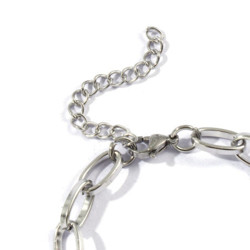 Wholesale Paperclip Link Chain Bracelets, Silver Tone 304 Stainless Steel, Unisex Eco-Friendly Stylish Minimalist Gift Jewelry Supply 17Cm(6.7") Long, 1 Piece