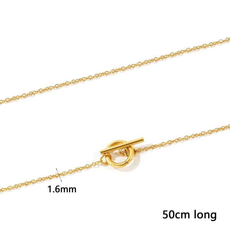 Wholesale Link Cable Chain Charm Holder Necklace, 18K Real Gold Plated 304 Stainless Steel, Women's Eco-Friendly Pvd Waterproof Anti-Tarnish Hypoallergenic Simple Stylish Gift Jewelry For Retailer, 50Cm(19.7") Long, Chain Size: 1.6Mm, 1 Piece