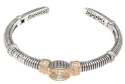 925 Sterling Silver Rhodium Finish Antique Style Cuff Bangle