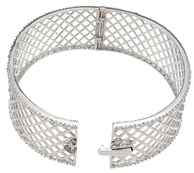925 Sterling Silver Rhodium Finish Cz Fashion Bangle