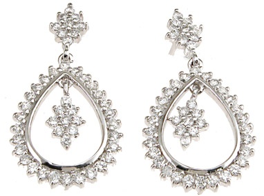 925 Sterling Silver Rhodium Finish Drop Fashion Earrings