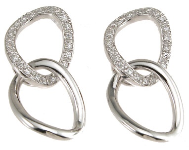 925 Sterling Silver Rhodium Finish Cz Brilliant Fashion Earrings