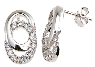 925 Sterling Silver Rhodium Finish Cz Brilliant Fashion Earrings