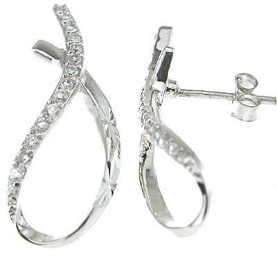 925 Sterling Silver Rhodium Finish Cz Brilliant Fashion Earrings