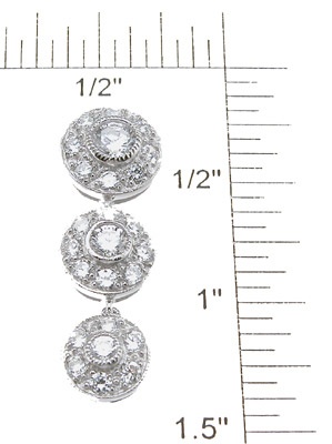925 Sterling Silver Rhodium Finish Brilliant Fashion Pave Earrings