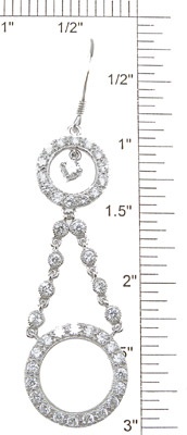 925 Sterling Silver Rhodium Finish Brilliant Fashion Pave Earrings