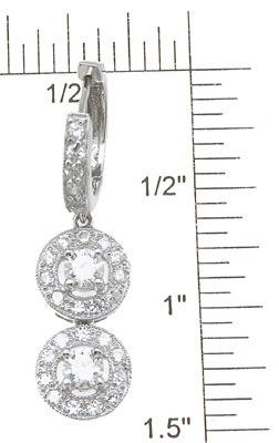925 Sterling Silver Rhodium Finish Brilliant Fashion Pave Earrings