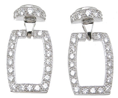 925 Sterling Silver Rhodium Finish Brilliant Fashion Pave Earrings