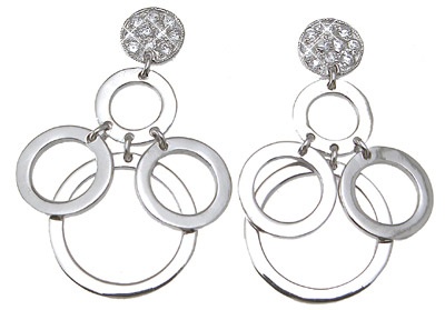 925 Sterling Silver Rhodium Finish Brilliant Fashion Pave Earrings