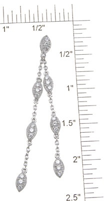 925 Sterling Silver Rhodium Finish Brilliant Antique Style Pave Earrings
