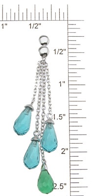 925 Sterling Silver Rhodium Finish Pear Fashion Earrings