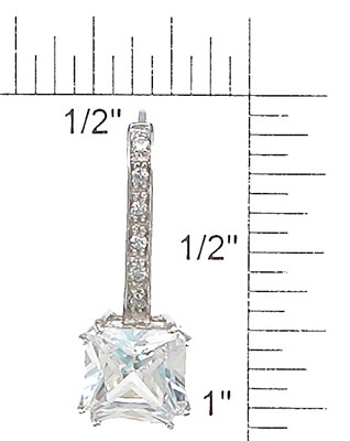 925 Sterling Silver Rhodium Finish Princess Fashion Earrings