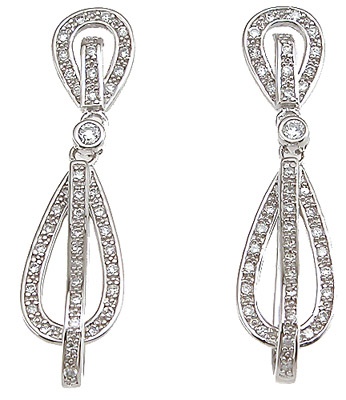 925 Sterling Silver Rhodium Finish Cz Antique Style Earrings