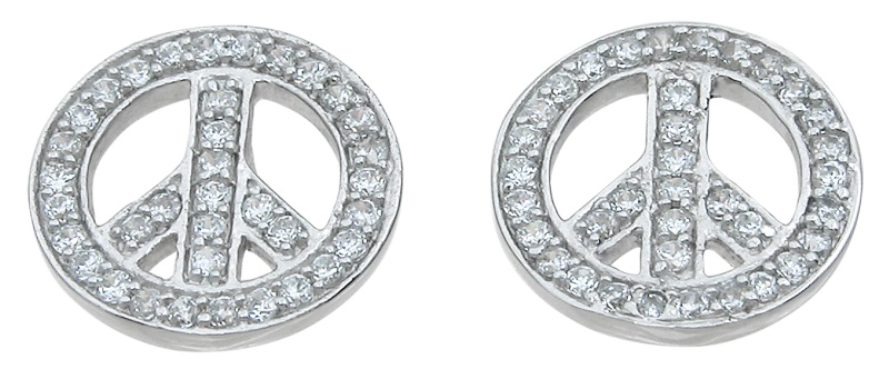 Wholesale Sterling Silver Peace Sign Earrings