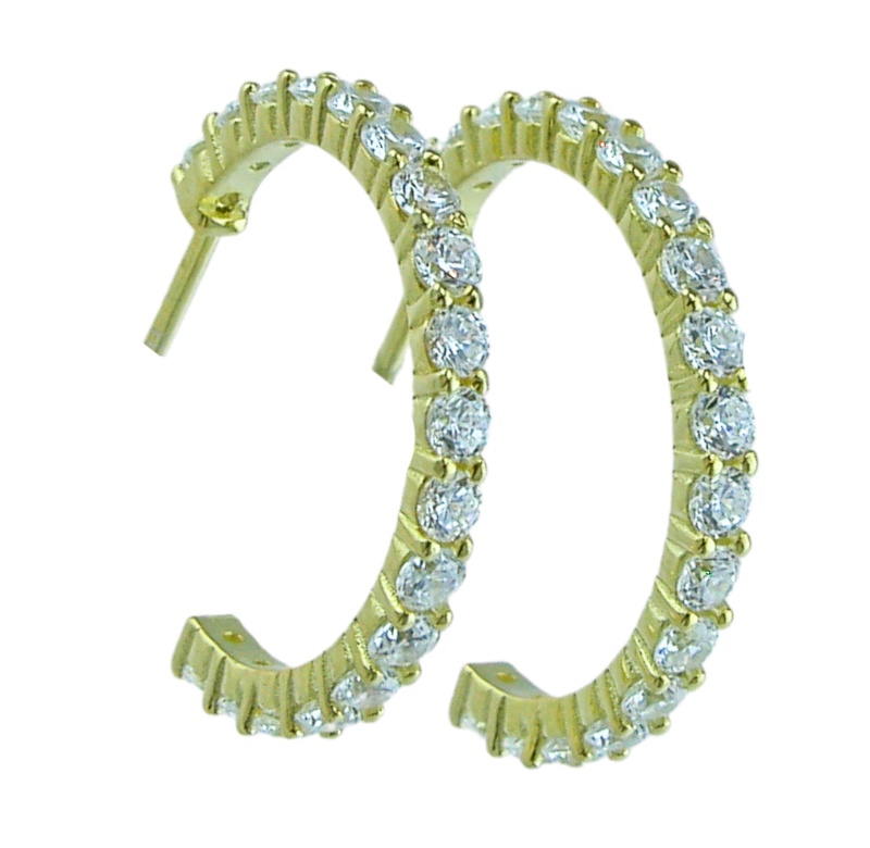925 Sterling Silver 14K Gold Finish Hoop Earrings