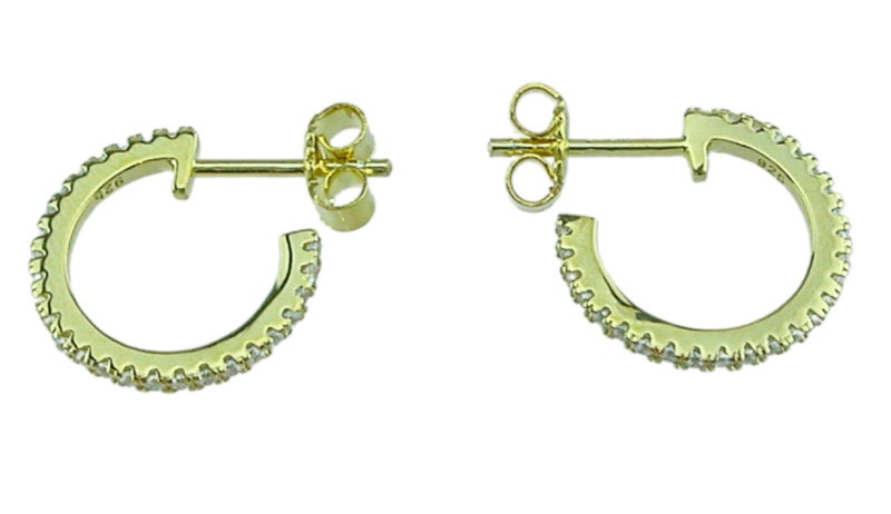 925 Sterling Silver 14K Gold Finish Hoop Earrings