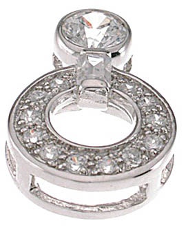925 Sterling Silver Platinum Finish Fashion Pave Pendant