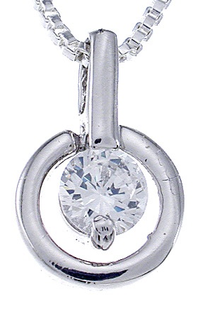 925 Sterling Silver Platinum Finish Brilliant Fashion Pendant