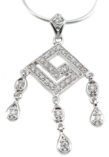 925 Sterling Silver Rhodium Finish Chandelier Antique Style Pendant