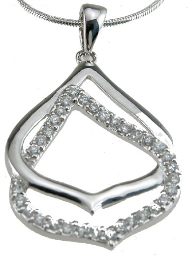 925 Sterling Silver Rhodium Finish Cz Brilliant Fashion Pendant