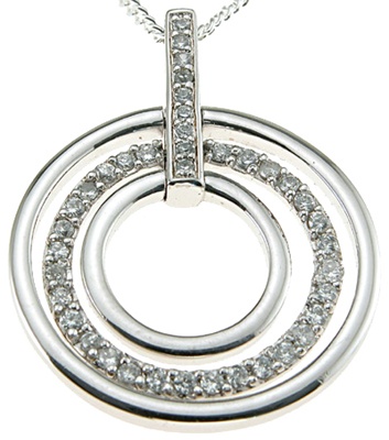 925 Sterling Silver Rhodium Finish Cz Brilliant Designer Inspired Pendant