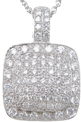 925 Sterling Silver Rhodium Finish Brilliant Fashion Pave Pendant
