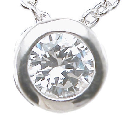 925 Sterling Silver Rhodium Finish Brilliant Fashion Bezel Pendant