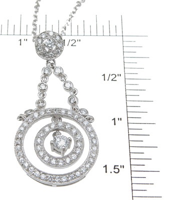 925 Sterling Silver Rhodium Finish Brilliant Antique Style Pave Pendant