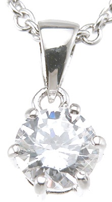 925 Sterling Silver Rhodium Finish Brilliant Fashion Prong Pendant