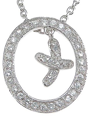 925 Sterling Silver Rhodium Finish Cz Hugs And Kisses Xo Pendant