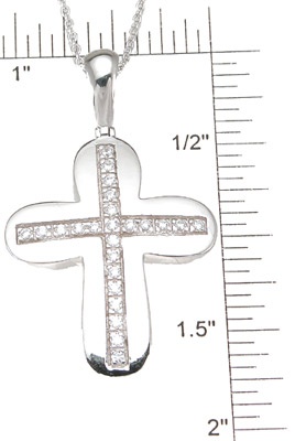 925 Sterling Silver Rhodium Finish Cz Brilliant Cross Pave Pendant