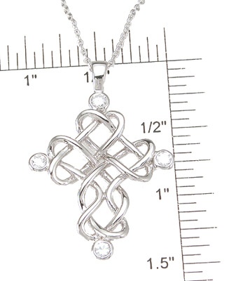925 Sterling Silver Rhodium Finish Cz Brilliant Cross Bezel Pendant