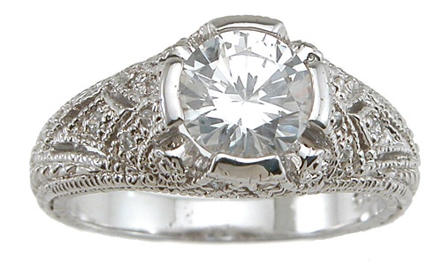 925 Sterling Silver Rhodium Finish Cz Brilliant Solitaire Engagement Ring