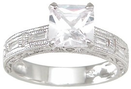 925 Sterlng Silver Antique Style Wedding Ring - Size 9