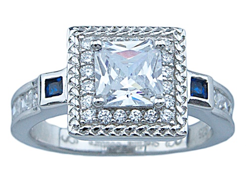 1 1/4Ct Princess Sterling Couture 925 Silver Wedding Ring