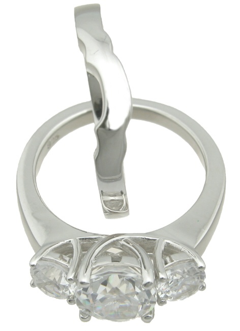 925 Sterling Silver Three Stone Wedding Ring Set